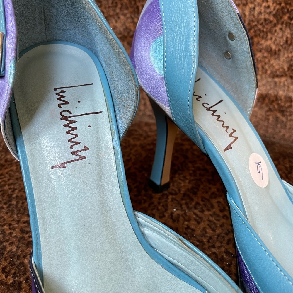 Luichiny - Printed Cloth and Blue Leather, pointed toed pumps - Picture 16 of 16